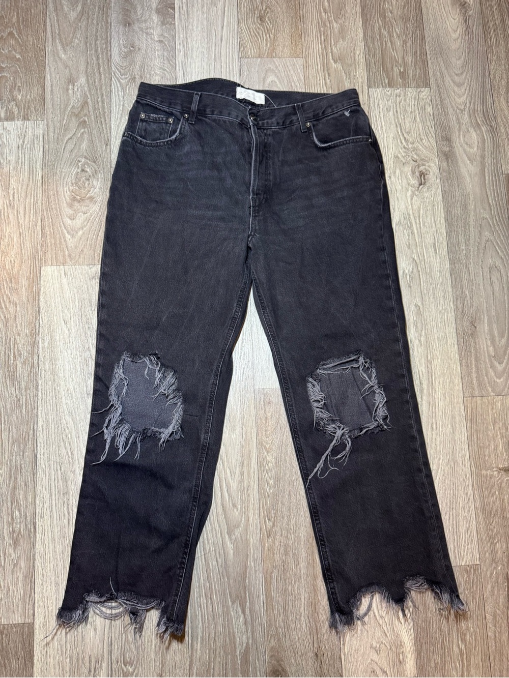 We The Free Womans Distressed Cropped Black Jeans Size 31